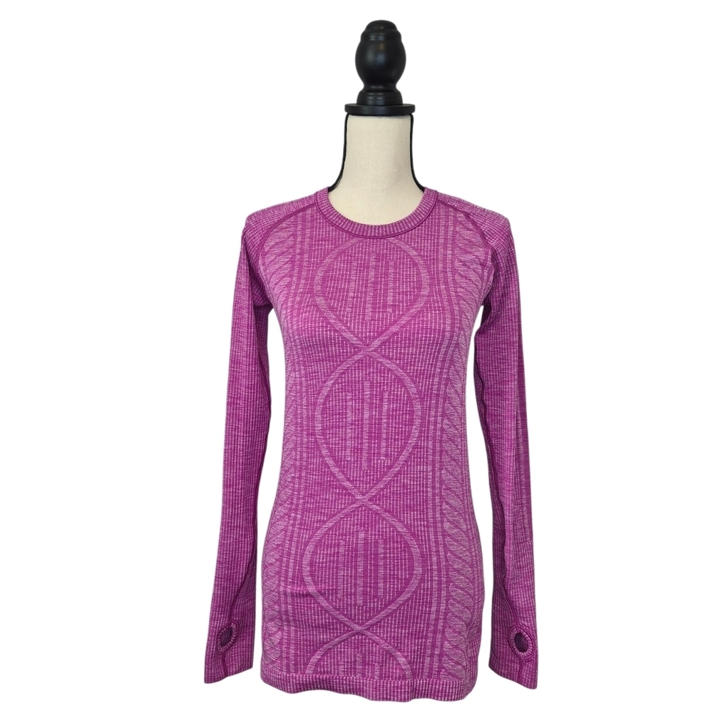 Lululemon Top Rest Less Pullover Heathered Ultra Violet Long Sleeve Womens Sz 6